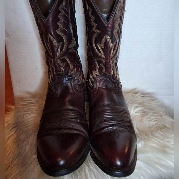 Laredo Brown Cowboy Western Leather Sitched Boots 11.5 D - Picture 4 of 11